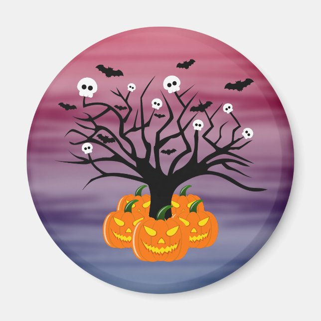 Imã Abóbora de Halloween Jack o' Lanterna Árvore Morta (Frente)