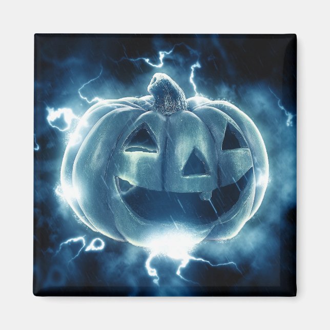 Imã abóbora de Halloween na chuva (Frente)