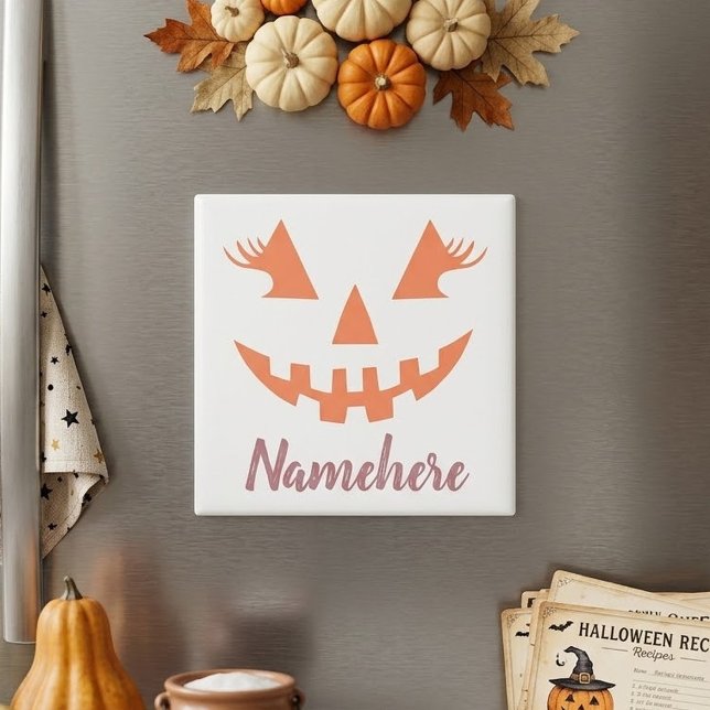 Imã Abóbora de Halloween Personalizada Feminina Jack O (Criador carregado)