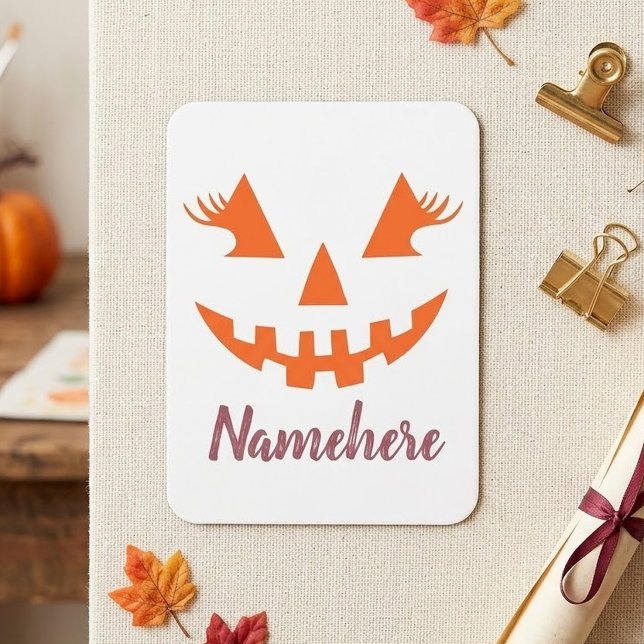 Ímã Abóbora de Halloween Personalizada Feminina Jack O (Criador carregado)