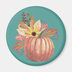 Imã Abóbora-de-outono, laranja-e-lacete floral