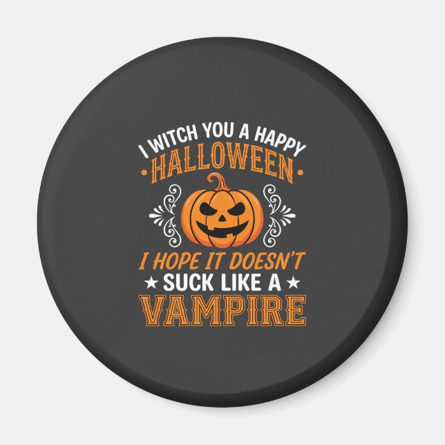 Imã Abóbora de Vampiro de Halloween Engraçado (Frente)