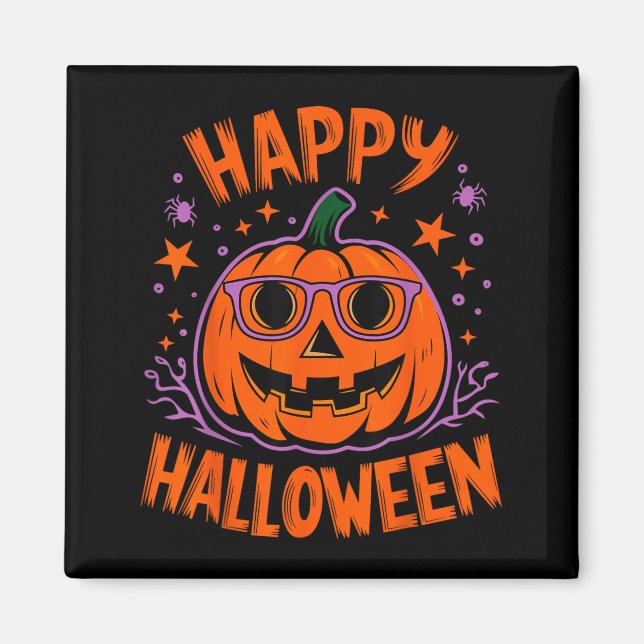 Imã Abóbora Divertida de Halloween Feliz Halloween (Frente)