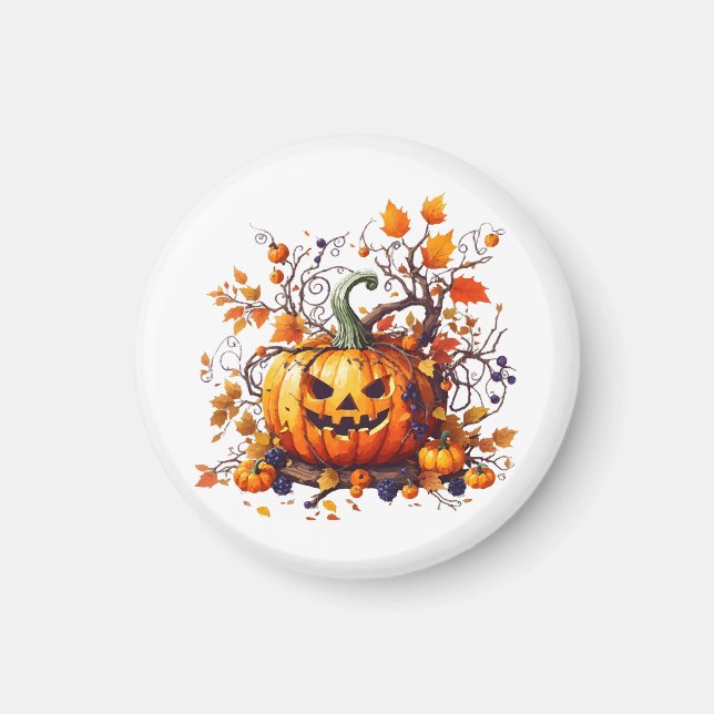 Imã abóbora engraçada de outono do Halloween (Frente)