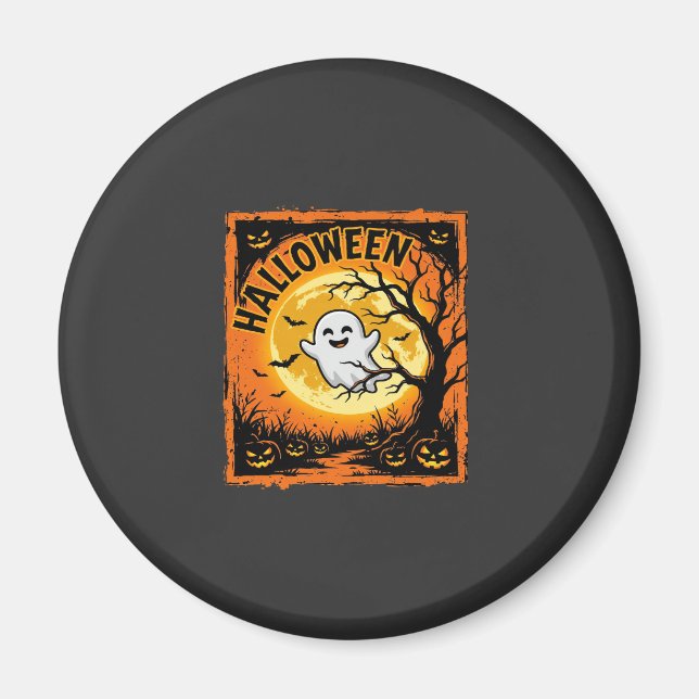 Imã Abóbora Fantasma de Halloween Árvore Assombrada (Frente)