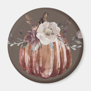 Imã Abóbora floral de outono castanho, terracota, plum