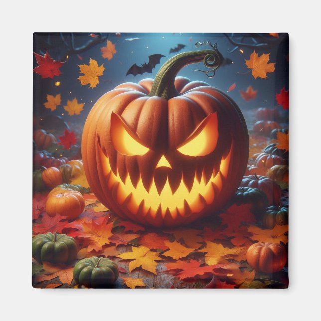 Imã abóbora/Halloween/morcego assustador (Frente)
