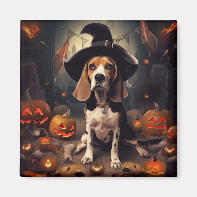 Imã Abóboras Beagle Halloween Assustadoras (Frente)