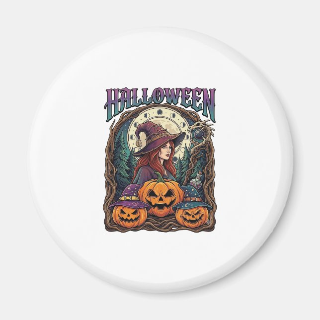 Imã Abóboras de Bruxa de Halloween Fases da Lua_1 (Frente)