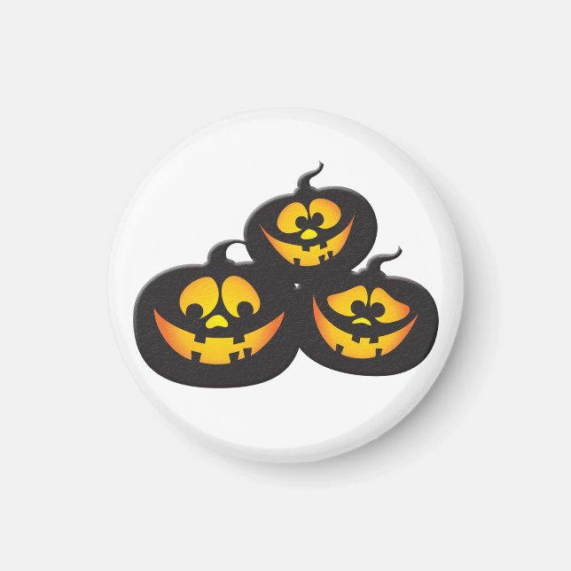 Imã Abóboras de Halloween com Expressões Engraçadas (Frente)