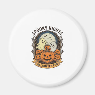 Imã Abóboras Fantasmas Fofos Gravura Vintage Halloween