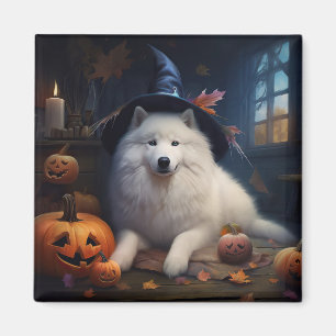 Imã Abóboras Samoyed Halloween Assustador