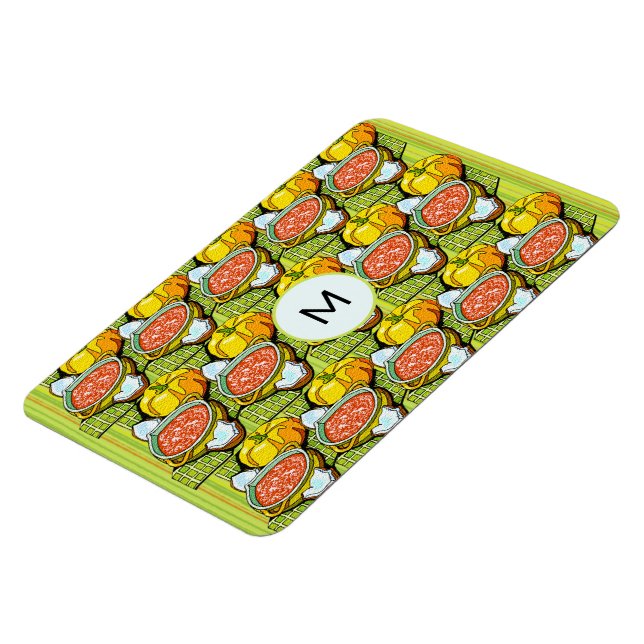 Ímã Abóboras, Sopa e Monograma de Fundo Stripkins (Left Side)