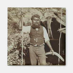 Imã Aborígene com um Bumerangue, c.1860s (foto do