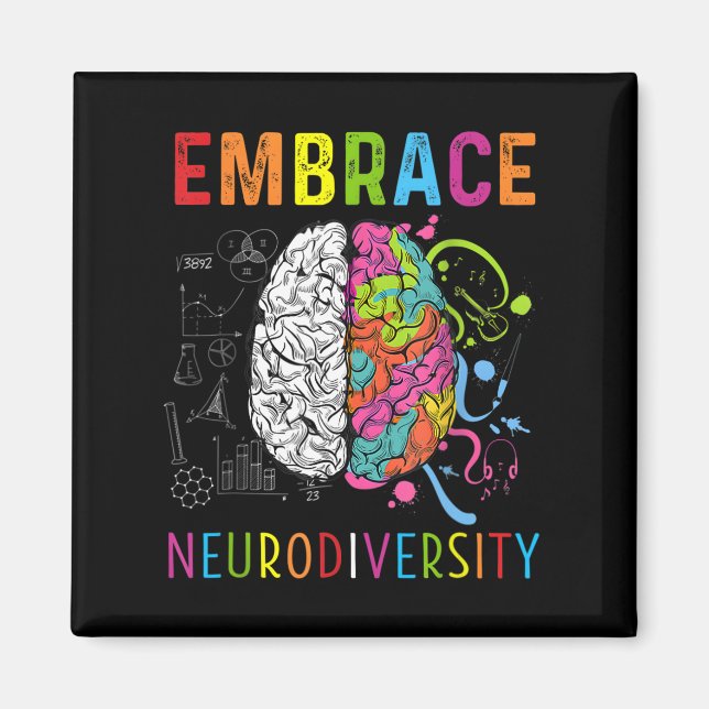 Imã Abraçar Neurodiversidade Cérebro Embraçar Autismo  (Frente)