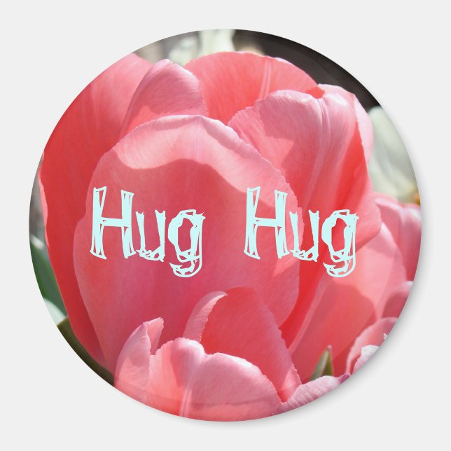 Imã Abraço Abraço ímãs presentes Tulipa Rosa Primavera (Frente)