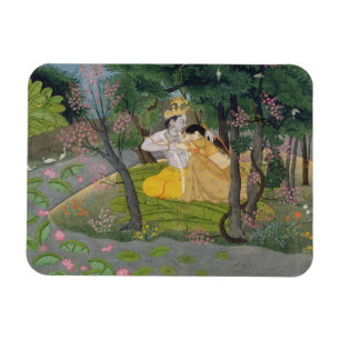 Ímã Abraço de Radha e de Krishna em um bosque da