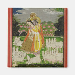 Imã Abraço de Radha e de Krishna em um landscap