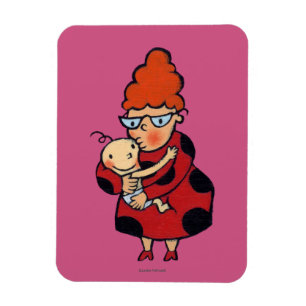 Ímã Abraços grandes do olá! do Auntie no vermelho