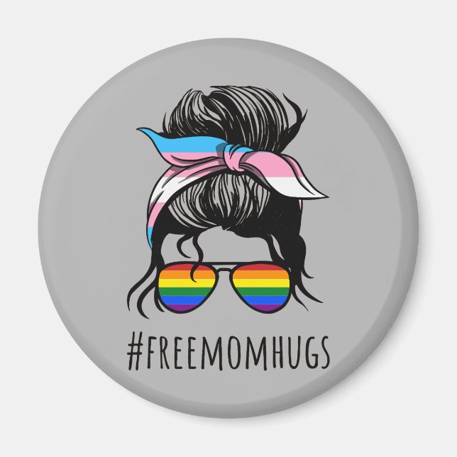 Imã Abraços Grátis da Mamãe IV - Arco-íris Transgay co (Frente)