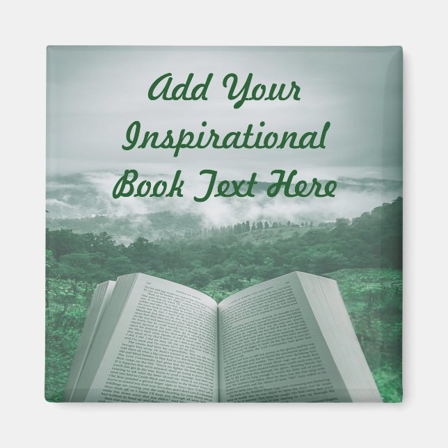 Imã Abrir Livro Personalizar Árvores Verde de Texto (Frente)
