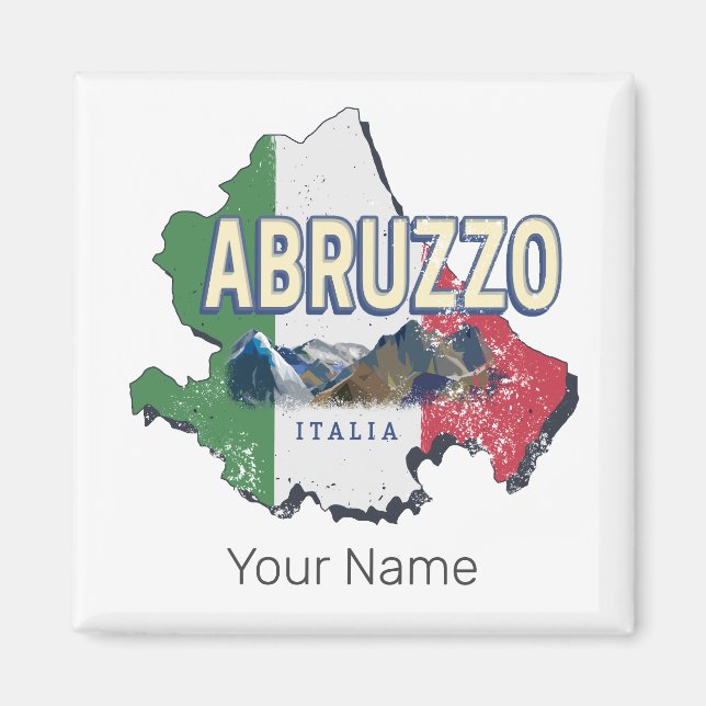 Imã Abruzzo Itália - Região Retro Mapa Vintage Souveni (Frente)