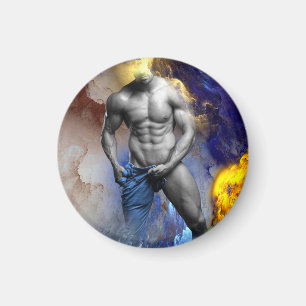 Imã Abs ardentes e sem camisa do homem da SlipperyJoe