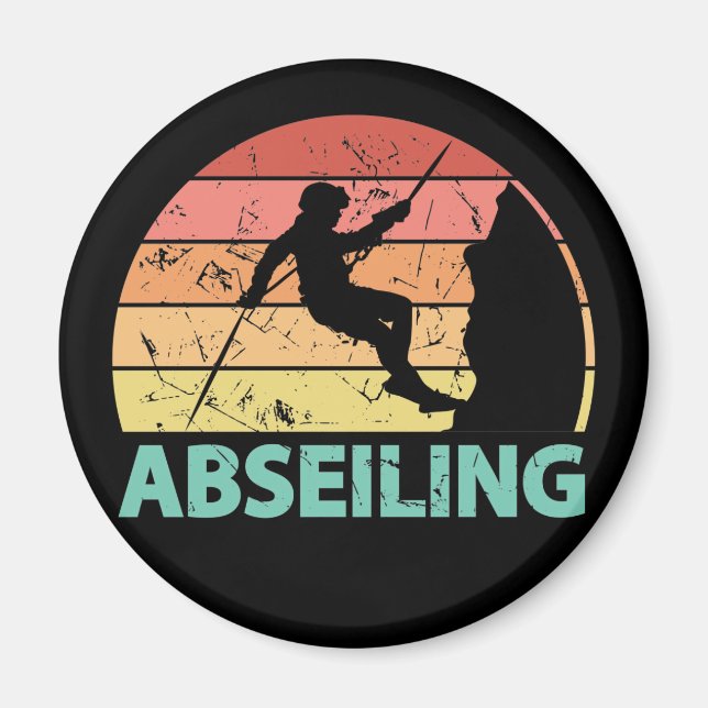 Imã Abseiling Vintage Rappelling Mountain Climber (Frente)