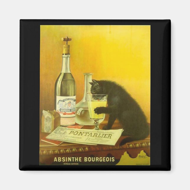 Imã Absinthe Bourgeois e Cat Fine Poster vintage (Frente)