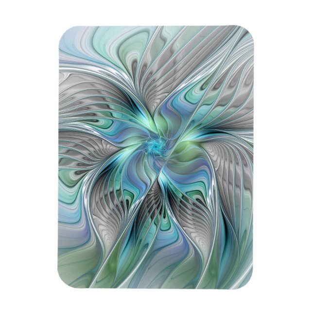 Ímã Abstract Blue Green Butterfly Fantasy Fractal Art (Vertical)