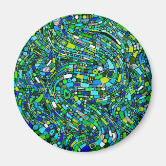 Imã Abstract Design Blue Green Waves Shapes