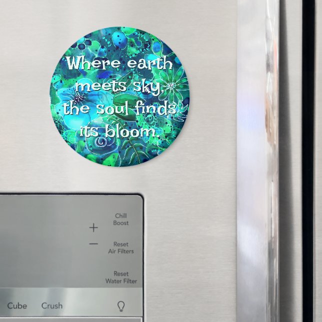 Imã Abstract Floral Teal Blue Green Personalized (In Situ (Fridge))