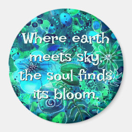 Imã Abstract Floral Teal Blue Green Personalized