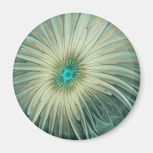 Imã Abstract Sage Green Fantasy Flower Fractal Art (Frente)