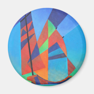 Imã Abstrato Art Junk Boat Contra Céu Azul Profundo