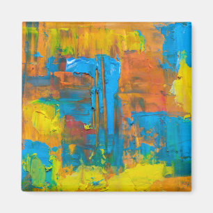 Imã Abstrato Art Multicolor Laranja-Abstrato acrílico