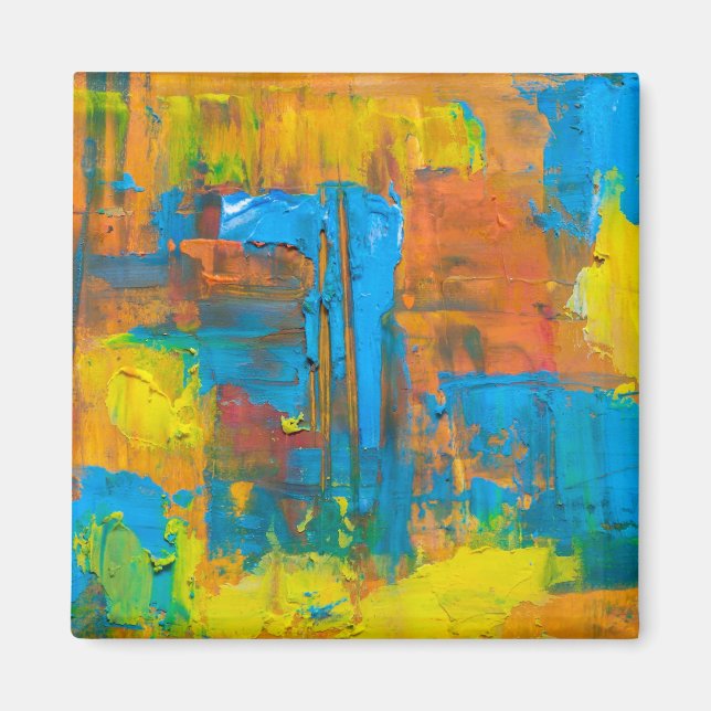 Imã Abstrato Art Multicolor Laranja-Abstrato acrílico (Frente)