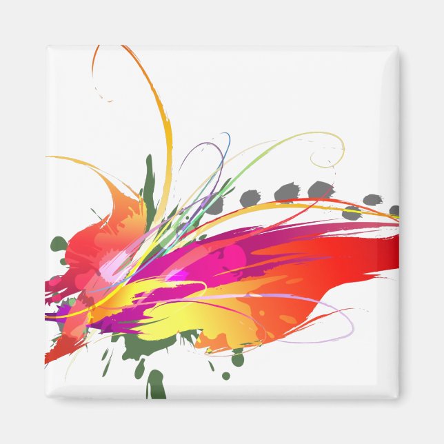 Imã Abstrato Bird of Paradise Paint Splatters (Frente)