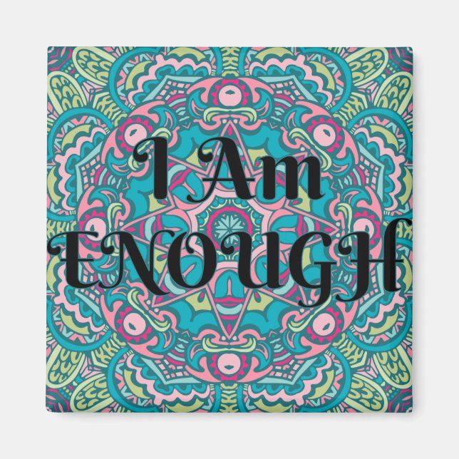 Imã Abstrato Boho Mandala Chega De Afirmação (Frente)