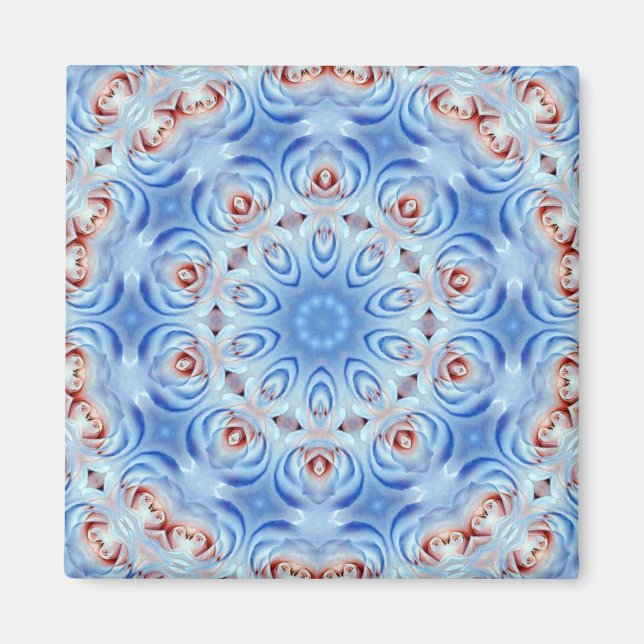 Imã abstrato branco vermelho e rosa azul (Frente)