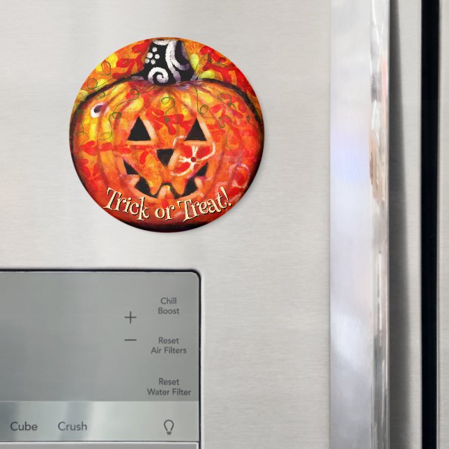 Imã Abstrato Caprichoso Jack O Lantern Personalizado (In Situ (Fridge))