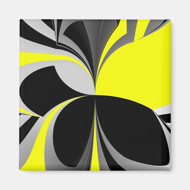 Imã Abstrato Cinza Preto Amarelo (Frente)