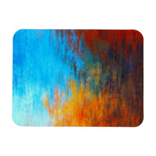 Ímã Abstrato colorido azul turquesa, laranja e vermelh