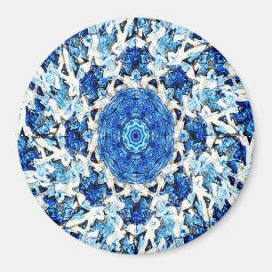 Imã Abstrato da mandala negra branca azul