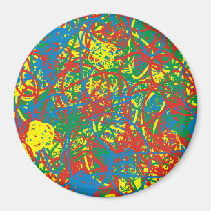 Imã Abstrato de Arte Amarelo Azul Vermelho Verde Quent