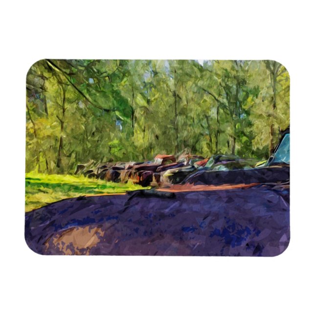 Ímã Abstrato de Carros e Caminhões Enrugados (Horizontal)