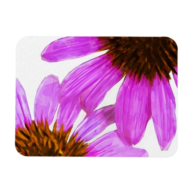 Ímã Abstrato de Flor Echinacea Roxo (Horizontal)