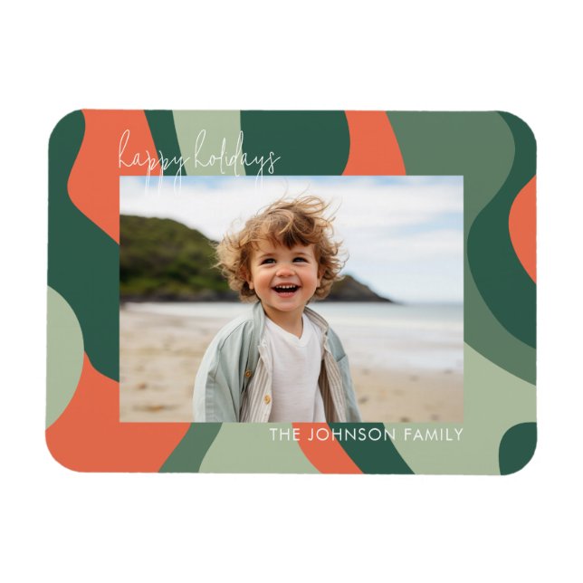 Ímã Abstrato de linha orgânica - 1 Photo Jade Coral (Horizontal)