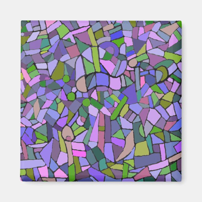 Imã Abstrato de mosaico roxo (Frente)