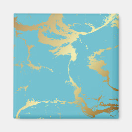 Imã Abstrato de pintura acrílica em teal e em mármore